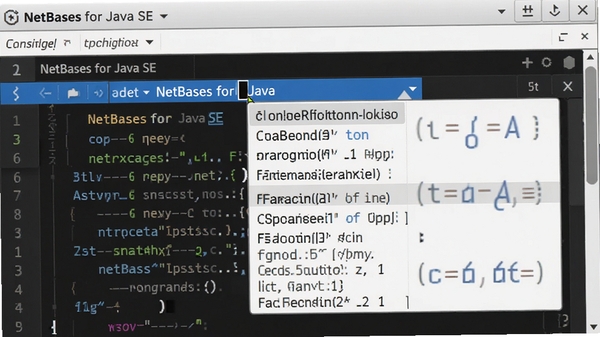 一张展示NetBeans for Java SE智能代码补全功能的图片,光标处弹出下拉建议列表,包含方法签名和参数提示,背景代码清晰,突出补全的智能化