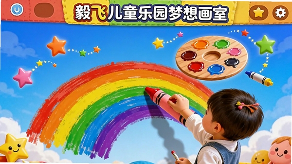 ��ɶ�ͯ��԰���뻭�ҽ��棬չʾ���������þ޴����ʻ��Ʋʺ磬��ɫ�������ڿ��У���Χ�ж�̬С������Ч������ɫ�ʱ��Ͷȼ���