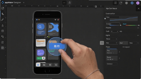 չʾ�û�����appMaker���������קһ����ť������ֻ������ϵĲ������̣����������ж��UIԪ�أ�������ʾ��ק�������������仯