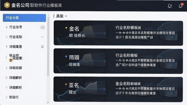 ������˾ȡ��������ҵģ�����棬����б�չʾ��ͬ��ҵ���࣬�Ҳ�չʾ��Ӧ��ҵ������ģ�弰��ϸԢ�������