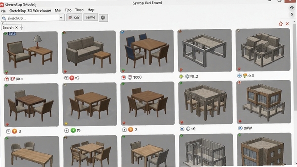SketchUp 3D Warehouseģ�Ϳ���棬չʾ���ּҾߺͽ���ģ������ͼ������������������Ѻ�