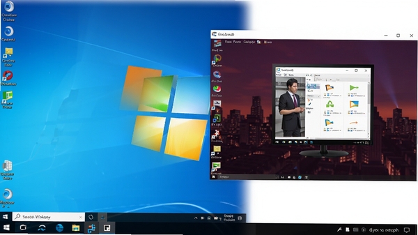 ����Զ���������������еĶര�ڽ�ͼ��һ��������ʾWindows���������棬��һ����ʾLinux���棬���������л�ͼ��