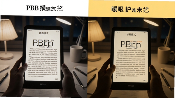 һ��PBB Reader����ģʽ�л��Ķ�Чʾ��ͼ�����Ϊ����ɫ��ͨģʽ���Ҳ�Ϊů��ɫ����ģʽ������Ϊҹ������������