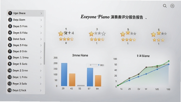 Exeyone Piano�������ֱ�����棬��Ļ������ʾ�ĸ�ά�ȵ��Ǽ����֣��·�����״ͼ�Ա�������ͼ���������С�ڻط��б�������Ϊǳ��ɫ���䣬���ݿ��ӻ��������������רҵ���׶���