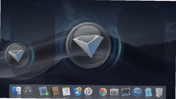 һ��չʾRocketDock�������н���ĸ����ͼ��Dock��λ����Ļ�ײ���ͼ���������룬�����ſ�ķŴ�Ч��ë�������������汳��Ϊ��Լ����ɫϵ���������ִ������ۣ�ͻ����������������Ч��