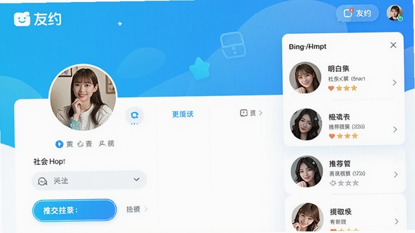 ��Լ���������ͼ��չʾ�罻��ҳ���Ƽ��б����ִ���Լ���ɫ��������ͻ������Լ��Ʒ�Ʊ�ʶ