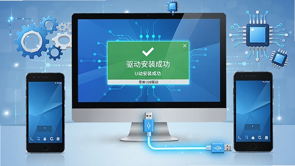 ʾ��ͼչʾˢ����ʦ���׶��ư������Զ���װUSB������������Ļ������������װ�ɹ�����ʾ���ֻ������֮���ø�����USB�����ӣ���Χ�г��ֺ�оƬͼ�꣬���ּ����С�