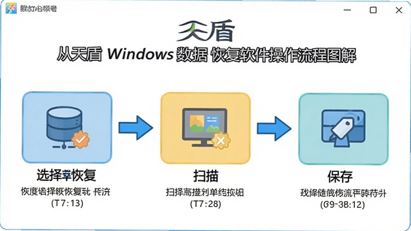 ���Windows���ݻָ�������������ͼ�⣬��ѡ��ָ���ɨ���ٵ����棬ÿһ�����ü�ͷ���ӣ���������˵����������������