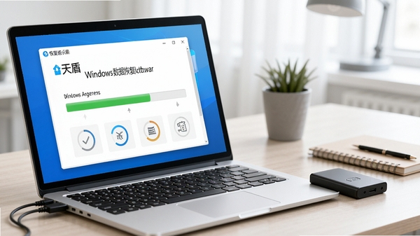 ���Windows���ݻָ�����ʹ�ó���ʾ��ͼ��һ̨�ʼǱ����������ƶ�Ӳ�̣���Ļ��ʾ�ָ����ȣ�����Ϊ����칫������������