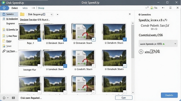 Disk SpeedUp���ظ��ļ����ҹ��ܽ��棬չʾ������ͬ��ͼƬ���ĵ��ļ��������Զ���ѡ�ظ���û���һ��ɾ��������������ʾ��ʡ�Ŀռ��С������Ϊ������ļ��������