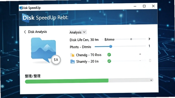 һ����ΪDisk SpeedUp�Ĵ�����Ƭ���������������ͼ����������������ʾ���̷������������������������Ϊ�ִ��Ƽ�����ɫ��