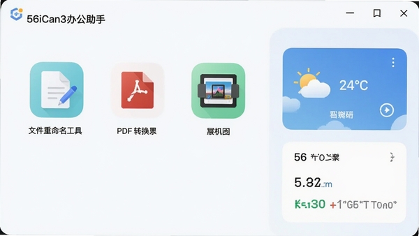 56iCan3�칫���ֽ��棬չʾ�ļ����������ߡ�PDFת�����ߡ���Ļ��ͼ����ͼ�꣬�Լ������ͻ���С����������������
