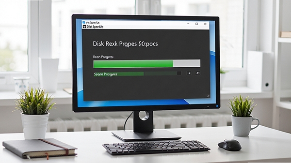 �û����ڵ����ϲ���Disk SpeedUp��������ʾ�������ȣ���Χ����Ϊ����İ칫��������������������Ļ�����ɼ���������