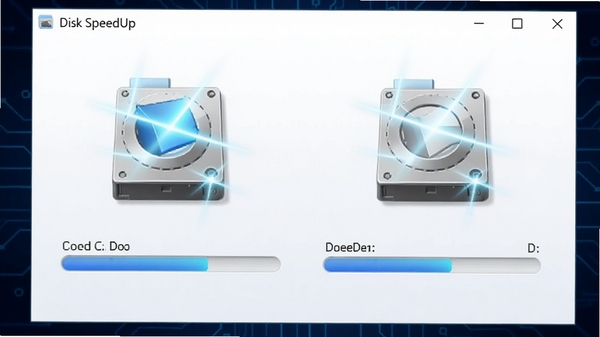 Disk SpeedUpͬʱ����C�̺�D�̵Ľ��棬����������������ʾ������Ϊ����ɫ�Ƽ����Ӳ��ͼ���������Ч��