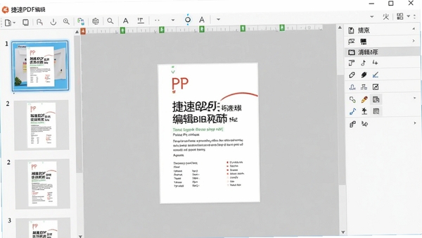 ����PDF�༭�������������ͼ��չʾPDF�ļ��򿪺�ı༭״̬�����ҳ������ͼ���Ҳ�༭�����������������ִ���ɫ������