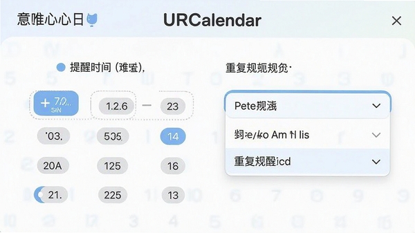 ��Ψ��������URCalendar���������ý��棬չʾ����ʱ��ѡ�������ظ����������˵��������������Ѻ�