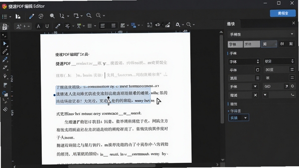 ����PDF�༭�����������ڱ༭PDF�ı��Ľ��棬���ѡ�����֣��Ҳ���������ʾ��������