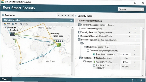 Eset Smart Security����ǽ���ý��棬չʾ�������Ӽ�غͰ�ȫ�������ã�����רҵ��ֱ�ۡ�