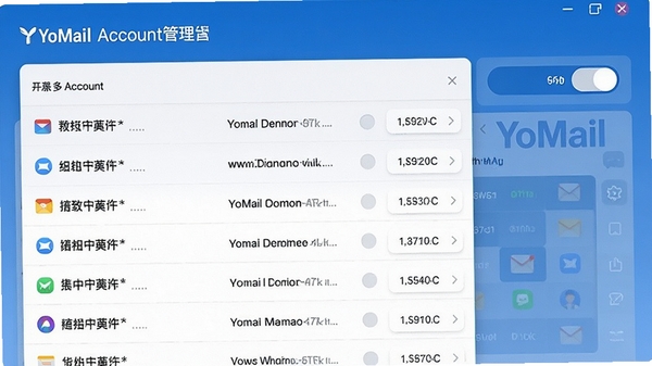 YoMail���˻��������棬չʾ��������˻��б����л���ť����������