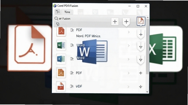 Corel PDF Fusion��ק�����ͬ��ʽ�ļ����ϲ����ڣ�������ʾ�ļ��б��������ͷ��������PDF��Word��Excelͼ��