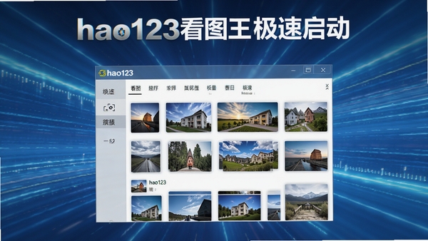 һ��չʾhao123��ͼ�������������������ͼ������Ϊ���ٹ�Ч��ǰ��Ϊ���������棬ͼƬ����չʾ���Ÿ�����Ƭ����ͼ��������������࣬ͻ�������ٿ�ͼ���������㡣