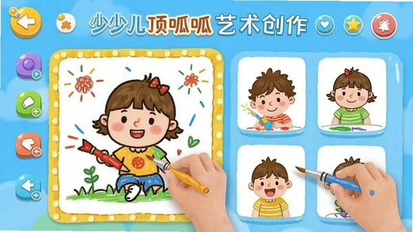 �ٶ����ɶ����������������棬�滭Ϳɫ�����뺢����Ʒչʾ