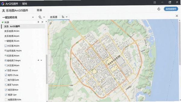 ̫�ֵ�ͼArcGIS���һ���������ߵ�ͼ�Ĳ�����ʾ�������࣬��ͼԴ�б������ɼ�