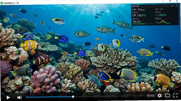 һ��չʾ��ˬ��Ƶ����4K������ʾƬ�Ļ��棬ӰƬ����Ϊɫ�����޵ĺ������磬�����������Ͻ�������ʾʵʱ֡�ʡ�CPUռ������GPUռ����С�������ݱ������Ź��������ȶ�������ϸ�ڷḻ