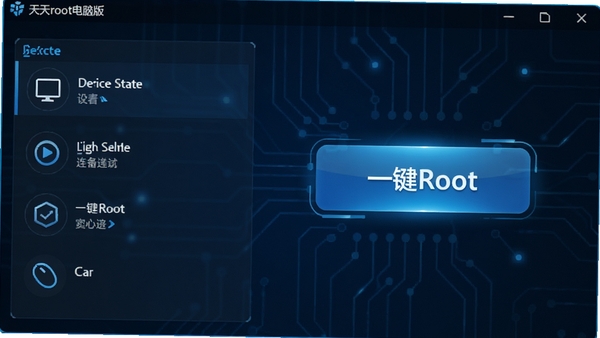 ����root���԰�������չʾ������豸����״̬���Ҳ�һ��Root��ť��������Ƽ��У���ɫ����ɫ��