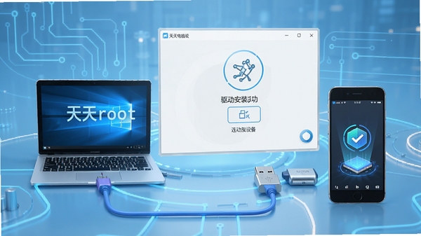 ����root���԰������豸ʾ��ͼ��USB�����ӵ������ֻ���������ʾ������װ�ɹ�������Ϊǳ��ɫ�Ƽ���