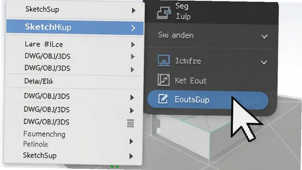 SketchUp�ļ����뵼���˵����г�DWG/OBJ/3DS��ʽѡ��������������ƽ�����
