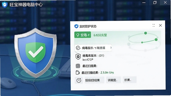 �����������԰氲ȫ�������Ľ��棬��ʾʵʱ����״̬��������汾�����ɨ������������ж���ͼ������ɫ��ȫ��ʶ