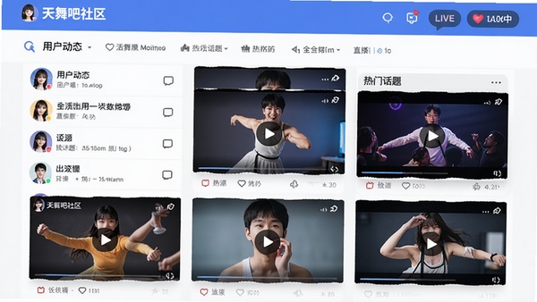 ���������ҳ�棬չʾ�û���̬�����Ż�����ֱ����ڣ������Ծ���û�ͷ������Ƶ���潻������
