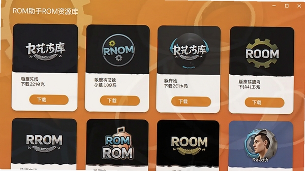 ROM����ROM��Դ����棬չʾ���ROM��Ƭ�������汾��Ϣ�����ذ�ť������Ϊůɫ�������沼���������������