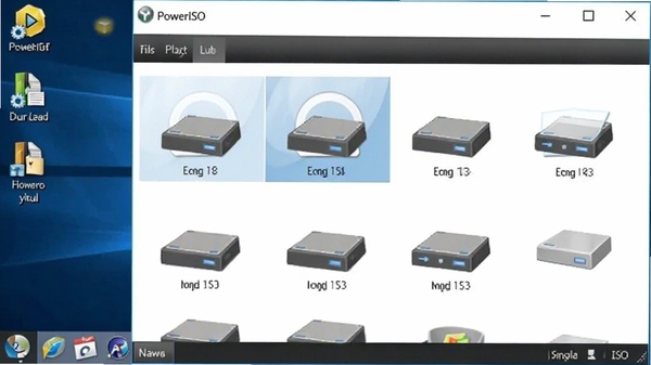 PowerISO�����������ISO�ļ��Ľ��棬��ʾ�������������ͼ�꣬����Ϊ�������棬��������PowerISO�ڽ��涥�������дʵ����