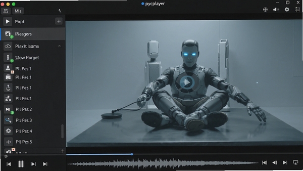 һ��չʾpycplayer������������ĸ����ͼ����ɫ���⣬�����࣬���ڲ���һ���Ƽ�����Ƶ���������������첨�οɼ�����Χ�в��ſ��ư�ť�Ͳ����б��������Χרҵ���ִ���