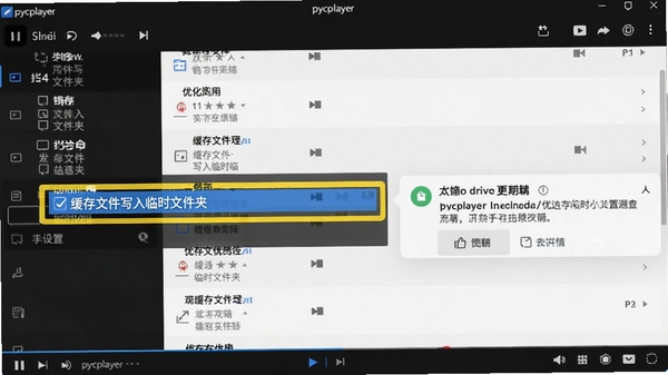 һ��չʾpycplayer���ý���Ľ�ͼ��������ʾ�������ļ�д����ʱ�ļ��С�ѡ��Ա����Կ�����������ʾ�������ǲ������Ĳ����б��������Ż����õľ��������