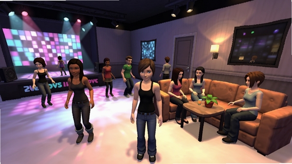 һ��IMVU��Ϸ�ڶ����ɫ��3D�����л����Ľ�ͼ����������������������ɳ�������죬����ϸ�ڷḻ���ƹ�Ч����ɫ