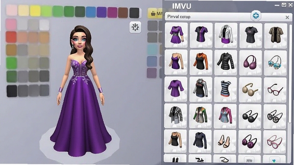 չʾIMVU���������ƽ���Ľ�ͼ���������Ϊ��ɫģ�ͣ��Ҳ�Ϊ����ķ���������ѡ���б�����ɫ����ʱ�е���ɫ���������Ϊ��Լ�ĵ�ɫ����ͻ�����Ի����ƹ��ܡ�