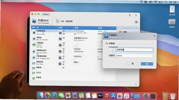 ���MAC���ݻָ�������MacBook Pro�ϵ�����״̬������Ϊ���棬��������չʾ�ָ���ɵ��ļ��б�������ָ��󵯳��洢λ��ѡ����棬�����Χרҵ�Ҹ�Ч