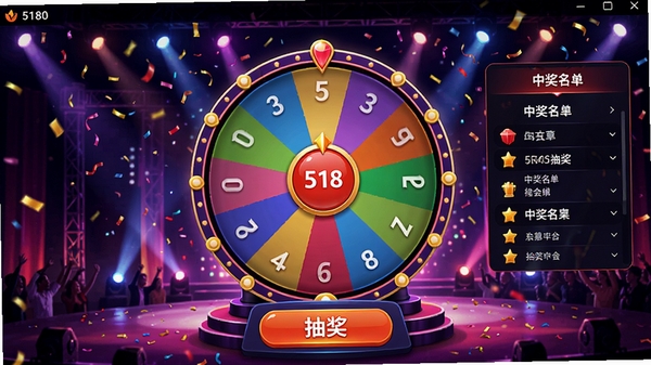 518�齱�����������ͼ��չʾ��ת�̳齱ģʽ��ɫ�����ޣ�����Ϊ�����̨���ƹ��貣���������������ʾ�齱��ť���н������������Χϲ�����ң��Ƽ��������ָв��档