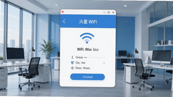 ����WiFi���������ͼ��չʾ����WiFi�ȵ㴴����������棬����Ϊ�ִ��칫������ɫ������ɫ�Ͱ�ɫΪ����ͻ�����������빲�������⡣