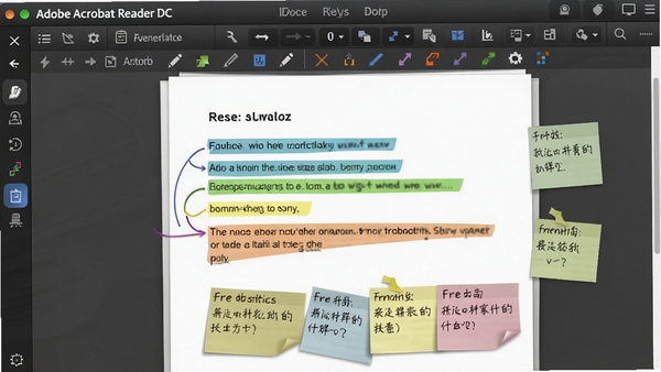 Adobe Acrobat Reader DC ��ע������ʾ����ʾ�ĵ����ж�ɫ�����ͱ�ǩע�ͣ������Ѻ�ֱ��