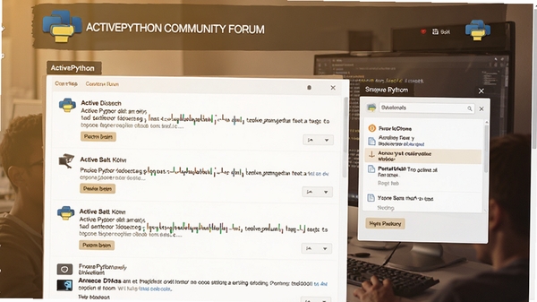 ActivePython社区论坛页面,展示活跃的讨论和问题解答,背景为技术社区界面,色调温暖,体现社区氛围