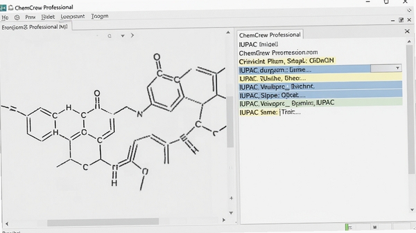ChemDraw Professional�������������ܵĲ������棬���Ϊ�ֻ�Ļ�ѧ�ṹ���Ҳ��Զ���ʾ��Ӧ��IUPAC������������ʾ�������������Ϊ����ɫ��