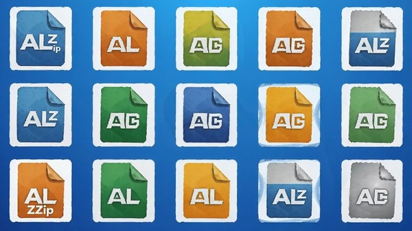 ALZip��ʽ����ͼ��ǽ��չʾ����ѹ����ʽlogo���������룬����Ϊ������ɫ������ȫ����