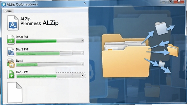 ALZip�־�ѹ��������ͼ��չʾ�ļ��ָ�ɶ�����ֵĽ��ȣ�����Ϊ�ļ��в�ֶ�����ֱ���׶�