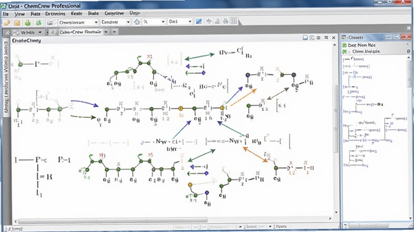 ChemDraw Professional ���Ƹ����л���ѧ��Ӧ�����Ľ��棬չʾԭ�ӱ������������ͷ