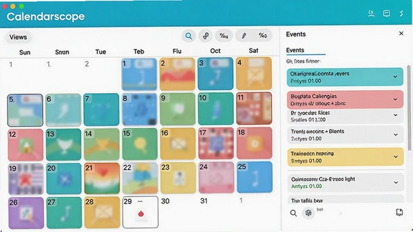 Calendarscope�������ͼ��չʾ����ͼ���¼��б���������ִ���ɫ�����죬�������������ɼ�