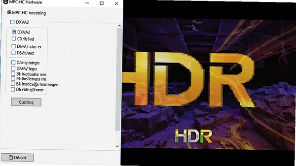 MPC-HCӲ���������ý��棬��ʾDXVA2ѡ�����Ϊɫ�����޵�HDR��ʾ��Ƶ����